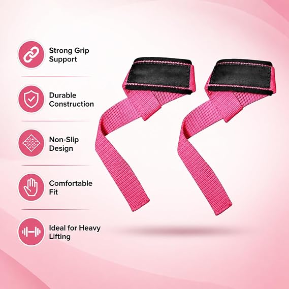 Weightlifting Straps with Neoprene Padding, 18-Inch Non-Slip Cotton Webbing, Lasso Style Wrist Straps for Deadlifts, Pull Ups and Powerlifting, 1 Pair