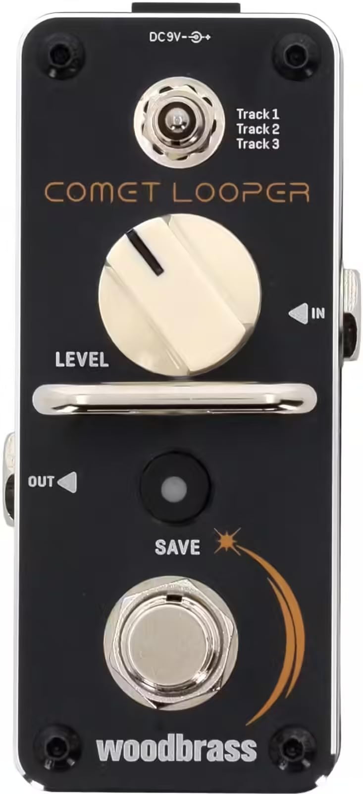 Woodbrass Comet Looper - Pedale Looper chitarra formato Mini Looper - 30 min di registrazione 24-bit/44,1 kHz, Loop Overdubs Illimitati, 3 Banche Memoria, Undo/Redo, USB-C Import/Export WAV