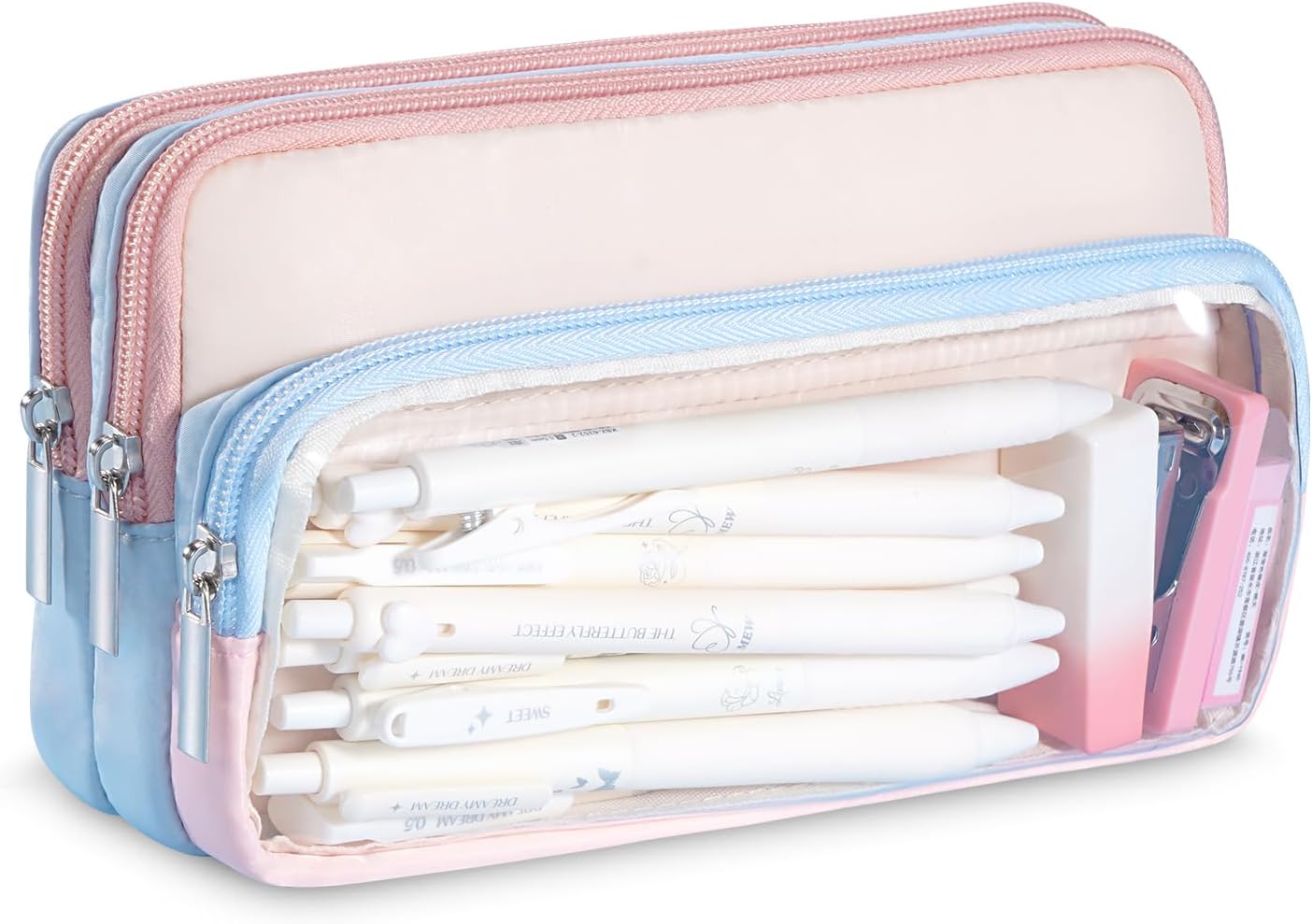 FINPAC Color-Block Pencil Case Organizer - 100 Pen Capacity