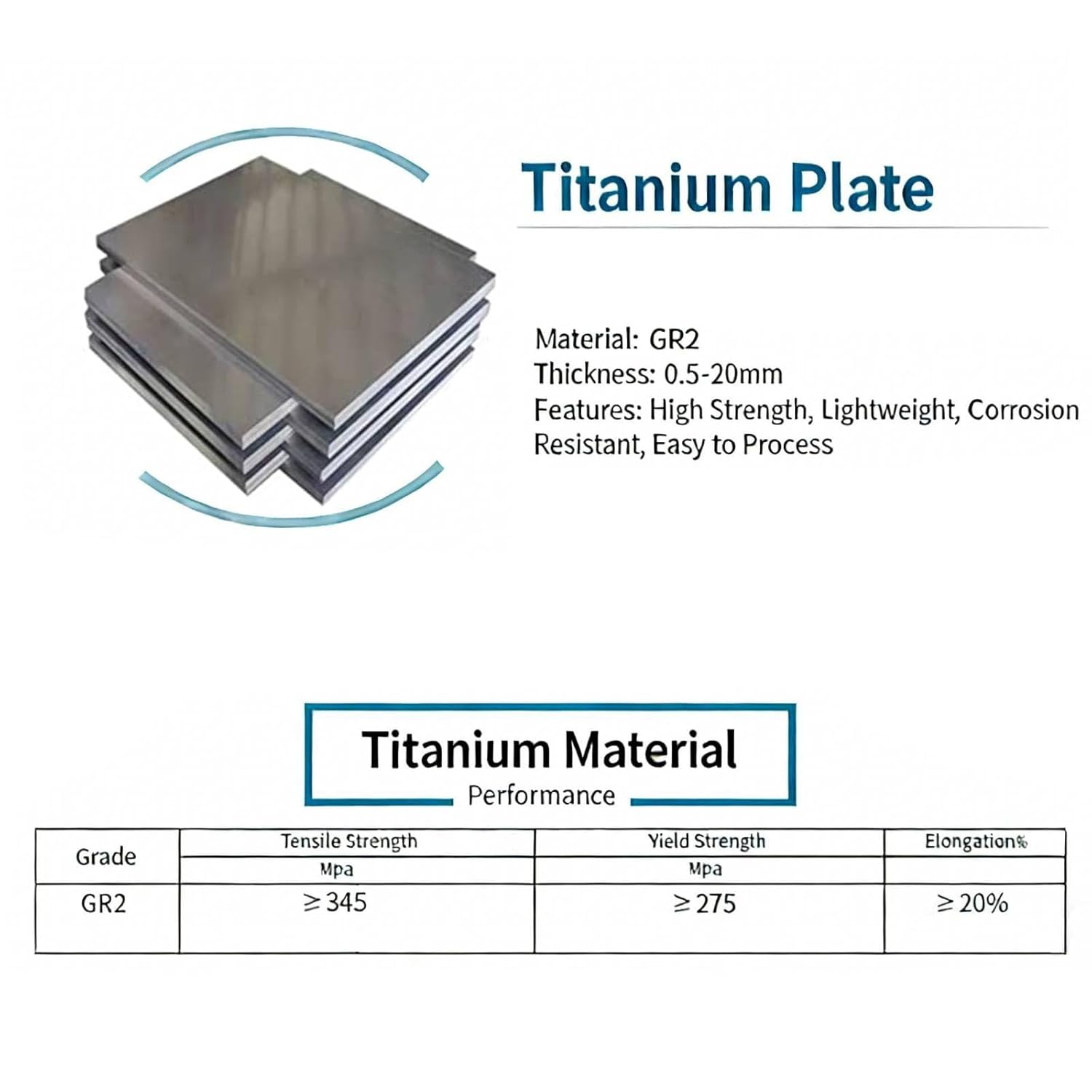 GR2 Titanium Plate Sheet, 7.87" x 11.81" x 0.039" High Purity Titanium Metal Sheet, 1mm Thick Alloy Plates for Industrial Machinery Metalworking (W*L=200 * 300mm, Thickness 1mm
