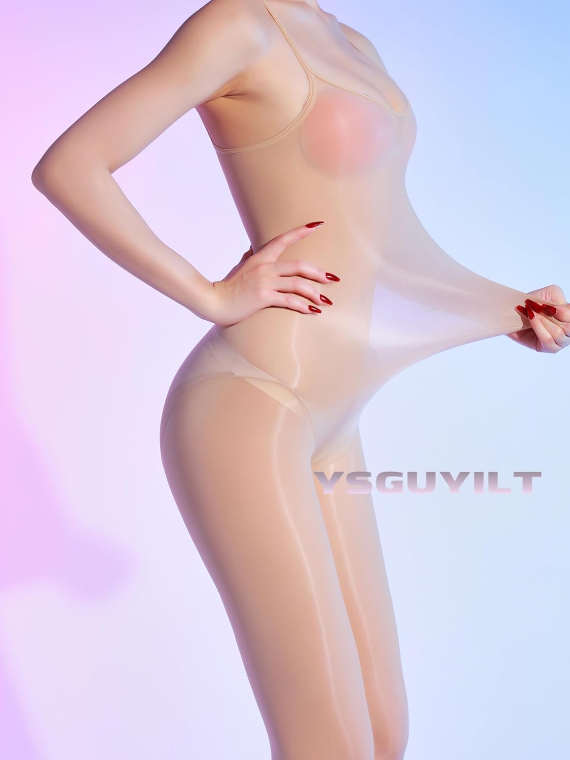 Bodystocking Lingerie for Women Sheer Nylon Body Stockings Glossy High-Stretch Full-Body Catsuit - Image 4