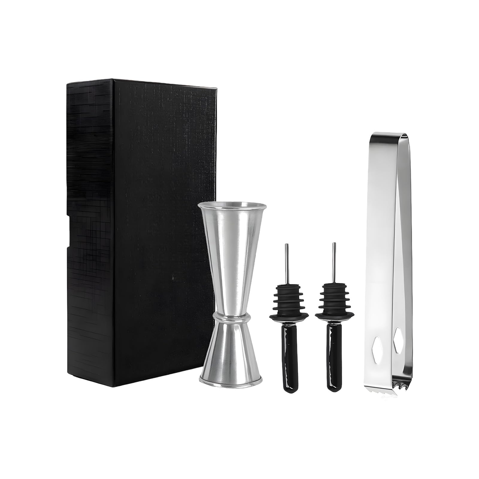 Snorvixre Pubs Tool Set Nonrust Steel Ice Clamps Accuracy Measuring Cup and Leak Proof Spouts for Cocktails Enthusiasts Home Pubs Tool with Ice Tongs