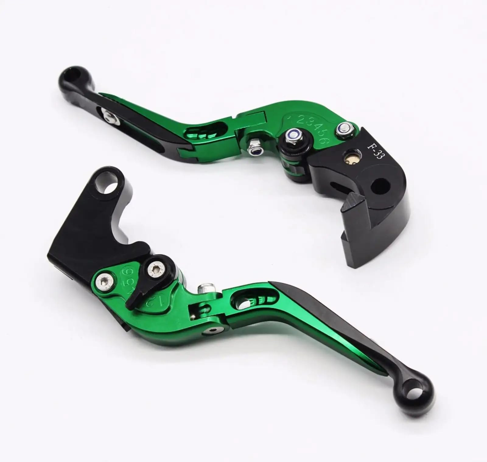Adjustable Foldable Motorcycle Brake Clutch Lever Set | Green & Black Billet Aluminum Alloy Levers | 6 Position Adjustable | Heavy Duty Smooth Grip Performance Upgrade for Sports & Street Bikes-image-7