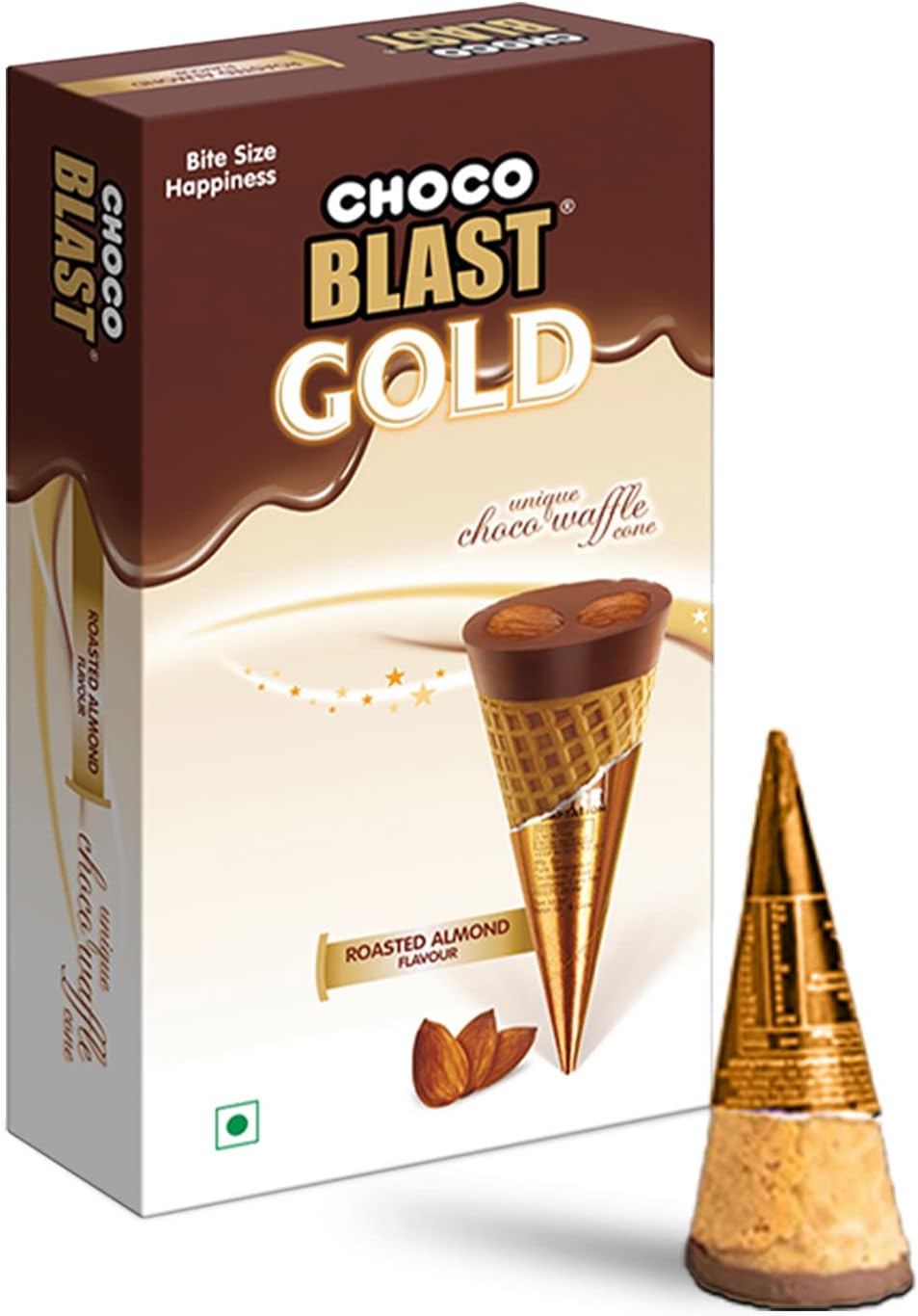 Pure Temptation Chocoblast Mini Waffle Cone Chocolate Bites (10 Pcs)|Birthday Chocolate Gift Pack For School Distribution,Snacks Or Dessert|Kids Chocolate Box (Roasted Almond Flavoured,210 Gram)