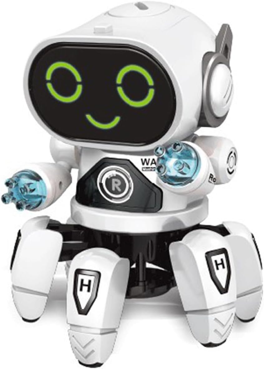Plastic Robot Toy with Six Claws, Flexible Arm and Nice Sound, Ideal Kids, Robot Toy (White)