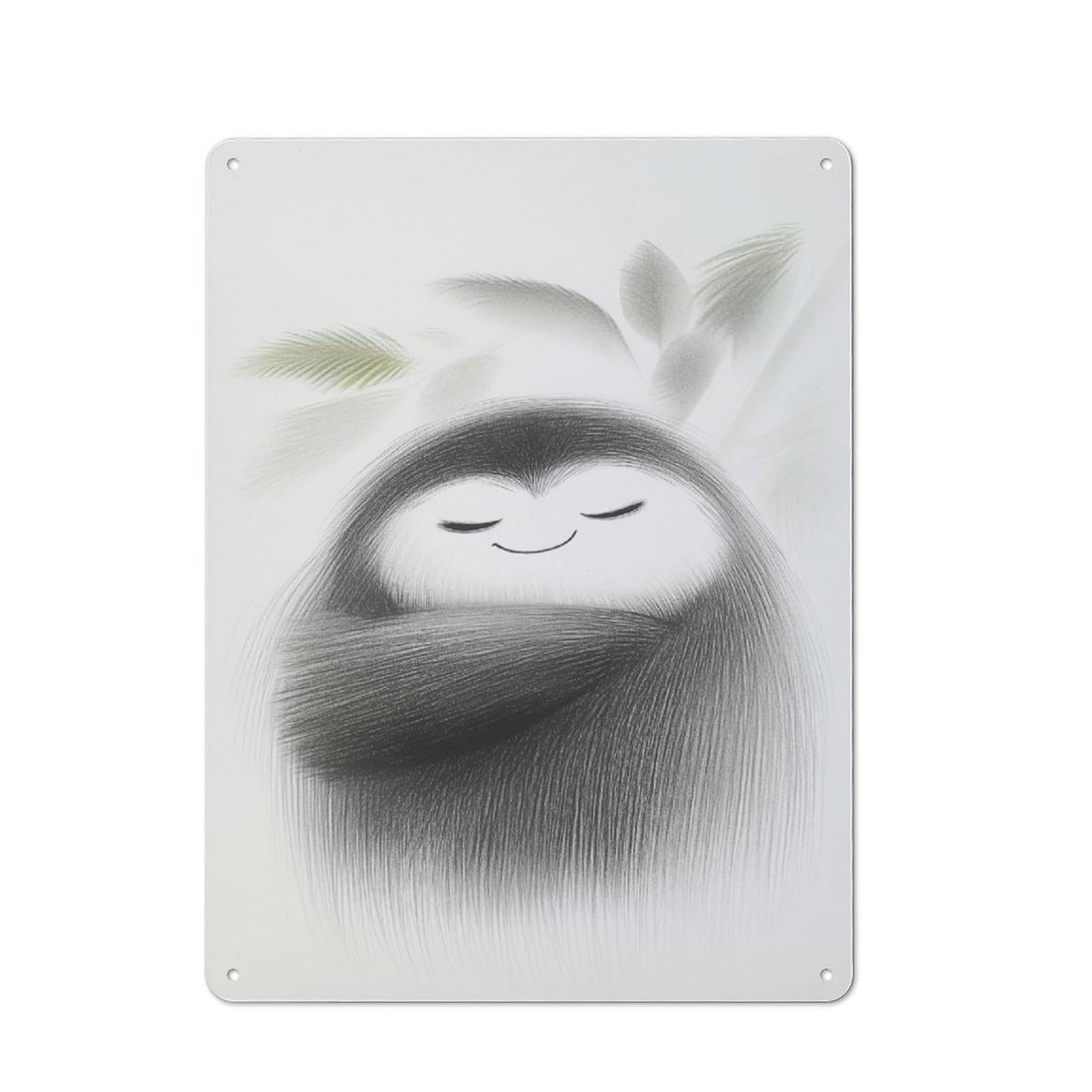 Junmoney Style-11 40X30cm Rustic Metal Wall Sign With Smiling Creature With Leaves For Living Room Wall, Metal Sign Decor For Living Rooms And Feature Walls
