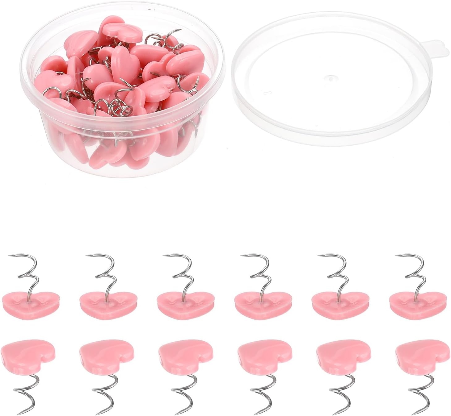 PATIKIL 50 Pcs Upholstery Twist Pins, Headliner Bed Pins Furniture for Bed, Armrest, Slipcovers, Skirt, Bed Skirts, Fabric, Sofa(Pink Heart, 0.63 x 0.55 Inch)
