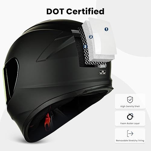 Miniatura 2 de Cascos de motocicleta de cara completa para adultos, hombres y mujeres, ligeros, casco de moto de calle, motociclismo, casco de moto con visera