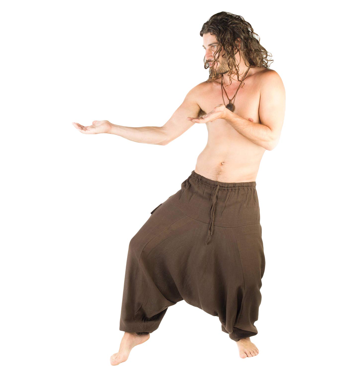 Mens Pants Brown Handmade Aladdin Ashtanga Harem Alibaba Yoga Afghani trousers
