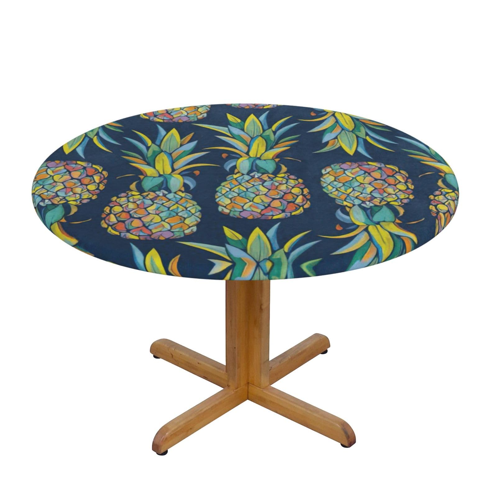 Tropical Fruit Pineapple Print Oxford Wipeable Tablecloth Oil-Resistant Outdoor Table Cover Reusable Birthday Table Protector