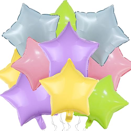 Miniatura 124 de KALOR Globos de Mylar de estrella rosa intenso de 18 pulgadas, 10 globos de helio en forma de estrella para bodas, baby shower, decoraciones de Rosa