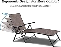Vista 7 de COSTWAY Tumbona ajustable para piscina, sillón reclinable textileno, muebles de patio al aire libre