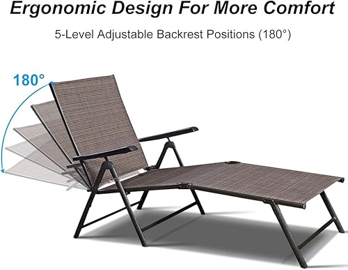 Miniatura 7 de COSTWAY Tumbona ajustable para piscina, sillón reclinable textileno, muebles de patio al aire libre