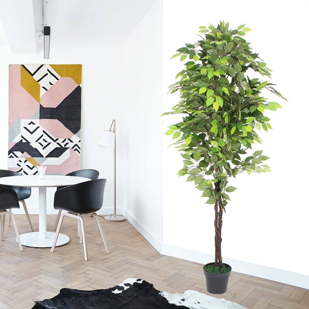 Ficus Plante Artificielle 180cm avec Bois Véritable Decovego