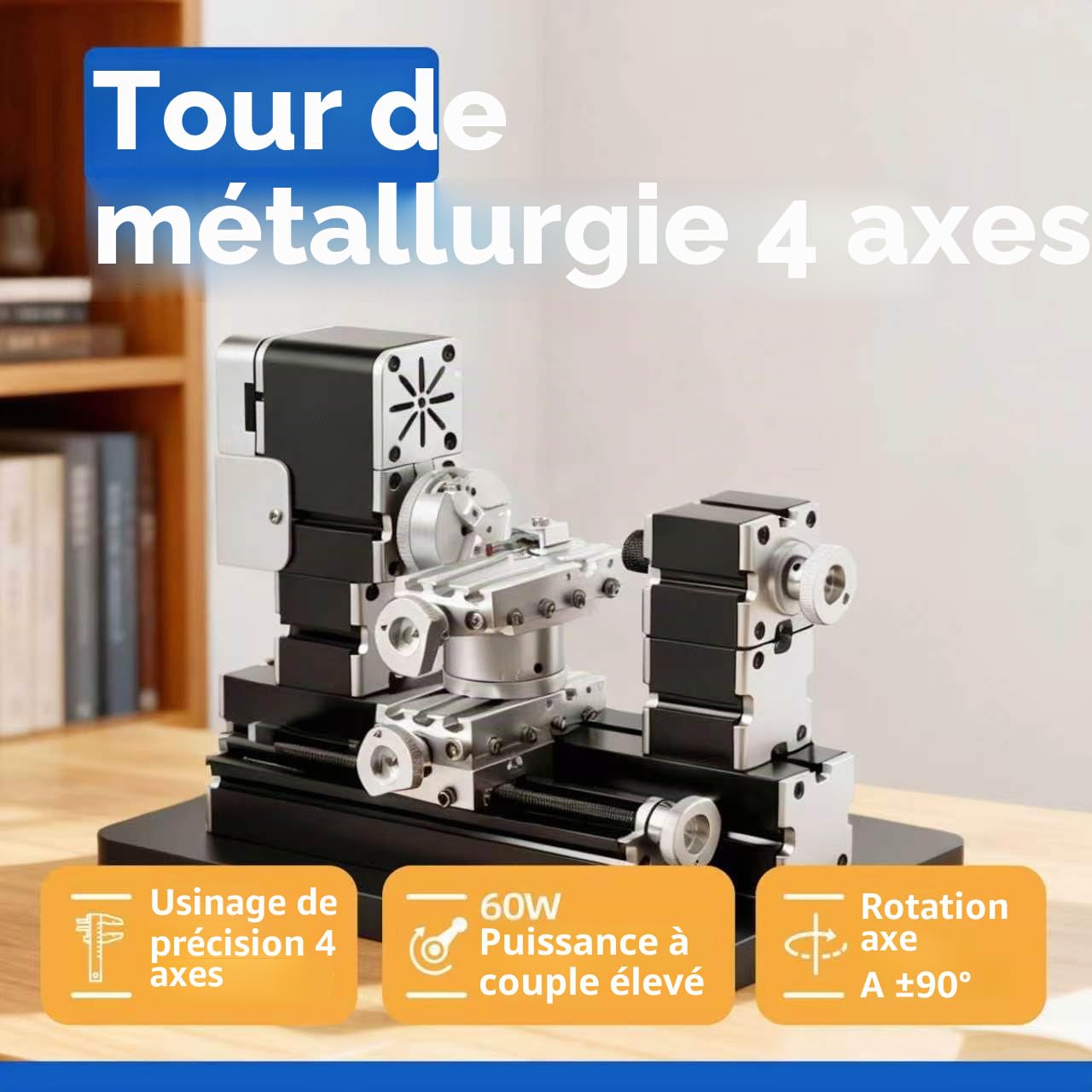 ZR® Mini tour rotatif en métal haute puissance 60 W avec base 12 000 tr/min pour bois, métaux, plexiglas, plastique