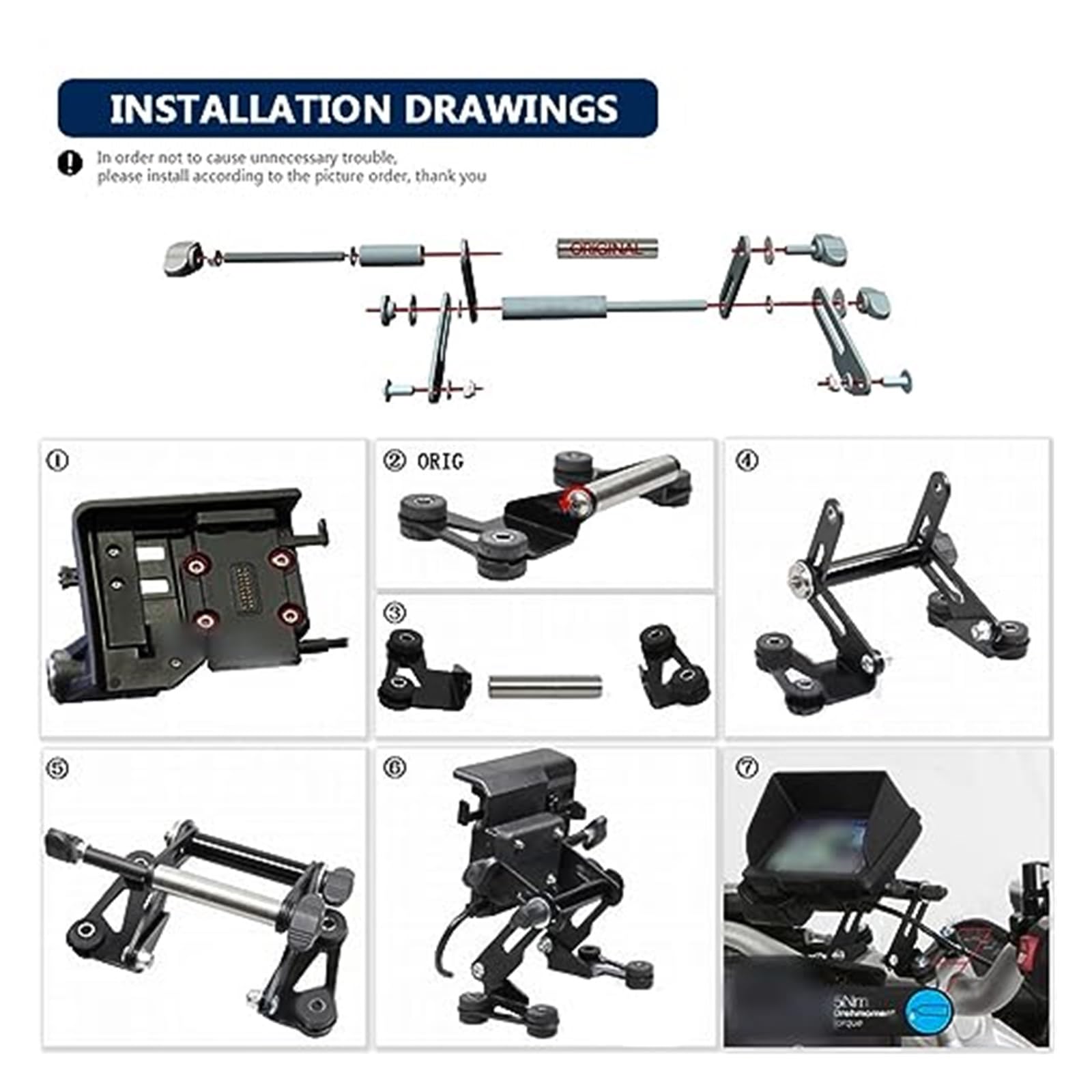 Soporte teléfono Bicicleta para S 1000 R para S1000R 2017-motocicleta Ajustable Extender Soporte De Navegación para Teléfono Placa GPS Soporte para Teléfono Decorar(‎12mm Bracket)