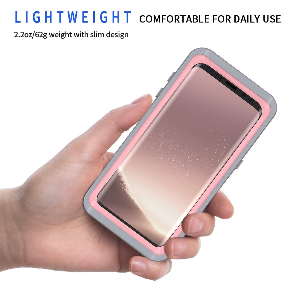 Lanhiem Cover Per Samsung Galaxy S8,Custodia Impermeabile Samsung S8[IP68 Certificato Waterproof] Full Body con Protezione dello Schermo Antiurto AntiGraffio Subacquea Caso per Samsung S8,Rosa