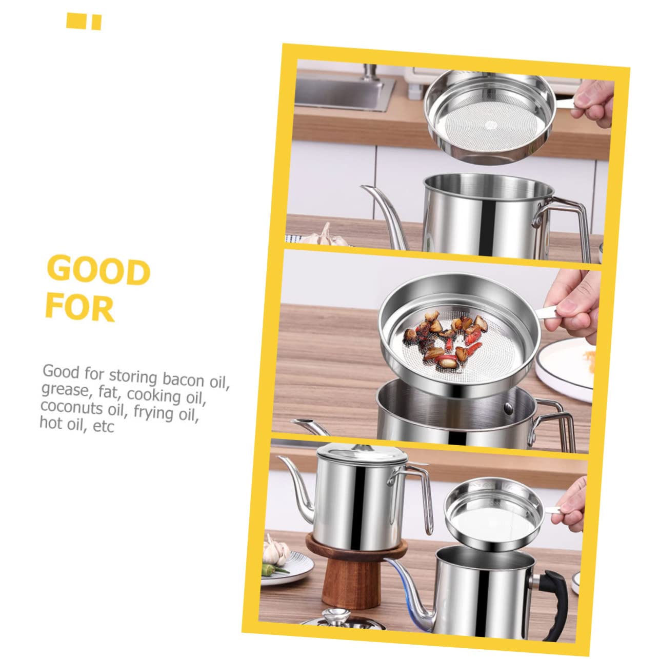 STOBAZA Oil Dispensing Oil Bottle Container Holder Daily Use Filter and Storage Cup 1.8l Easy to Clean