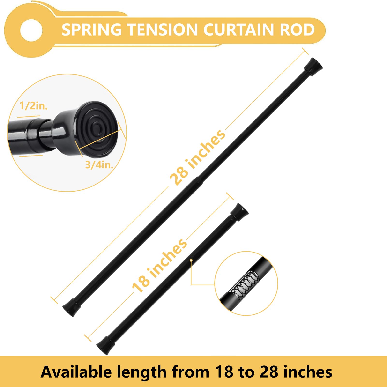 Snapklik.com : KXLife Small Spring Tension Curtain Rod, Adjustable ...