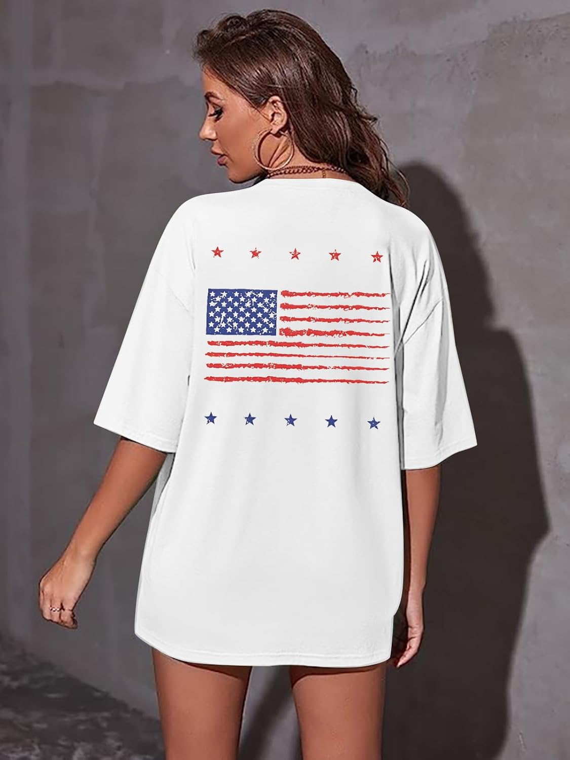 USA Shirt Women Oversize American Flag Shirts Patriotic T-Shirt America 250th Birthday Short Sleeve Tops - Image 5