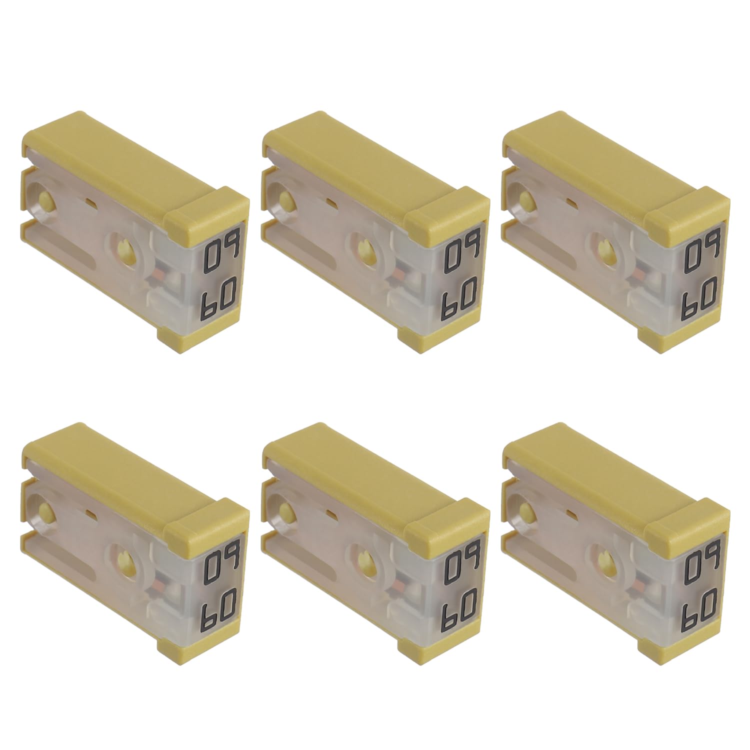 60A 32V Mini Slotted Automotive MCASE Shaped Cartridge Fuse Kit(Pack of 6pcs,60A)