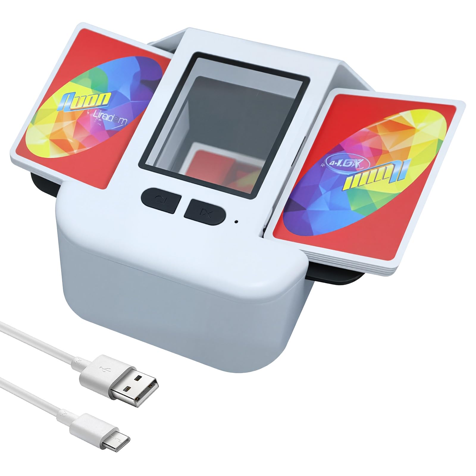 ZAKVOP Automatic Card Shuffler, Card Mixer 2000mAh Batteria Ricaricabile, Fast and Quiet Card Shuffler for Poker, One, Skip Bo (White)