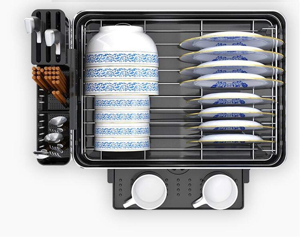 Cucina Semplice Compatto in Acciaio e scolapiatti con Girevole -Proof Inossidabile, plastica Grigia