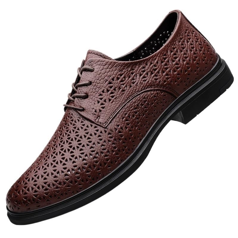 Mens Comfort Oxfords Shoes for Men, Breathable Hollow Lace-up Comfort Oxford Dress Formal Wedding Gentleman Shoes