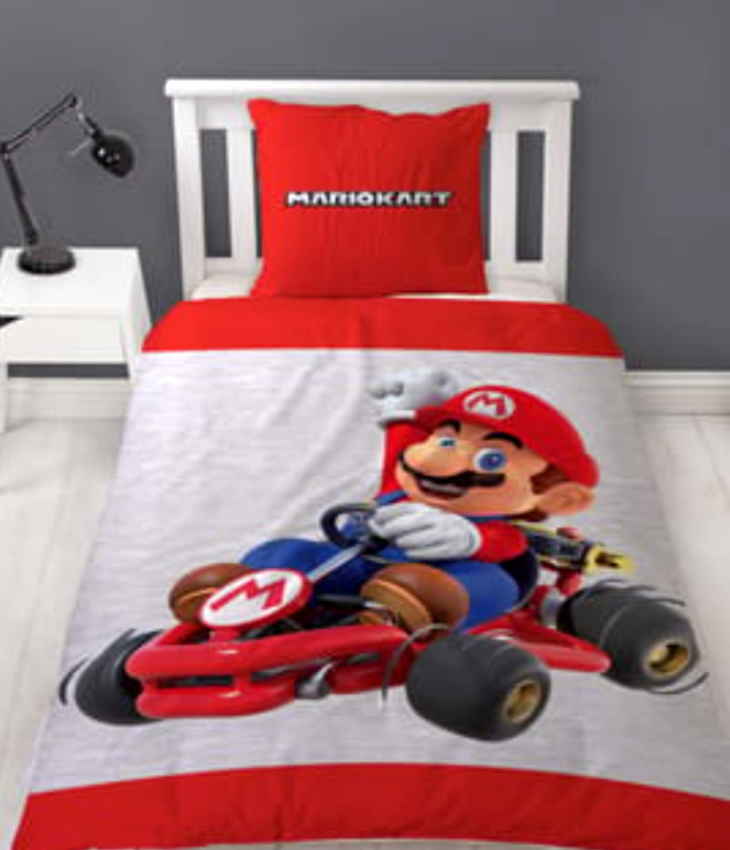 Parure De Lit Mario Kart 1 Place - Housse De Couette 140x200 Cm + Taie D'oreiller 63x63 Cm - Microfibre, Réversible, Licence Officielle