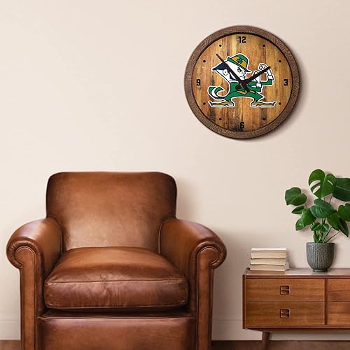 Miniatura 191 de The Fan-Brand NCAA Oklahoma Sooners: Faux Barrel Top Wall Clock Sports Team Bar Sign Décor - Home Man Cave, Party Decoration - Made On Demand
