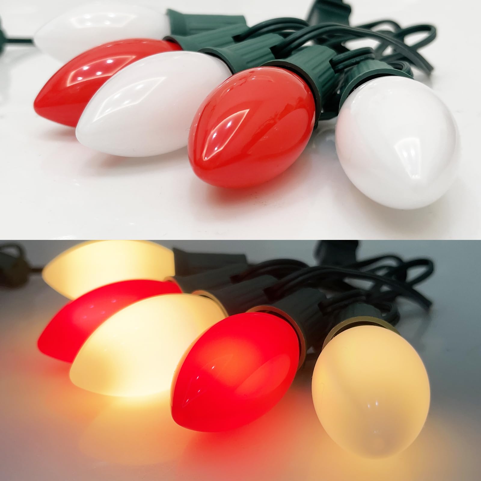 25 Pack C9 Replacement Bulbs - 7W Clear Incandescent E17 Base Warm White Christmas Lights