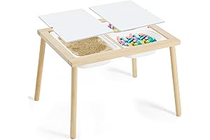 Sensory Table for Toddlers 1-3, Kids Writable Activity Play Table with 3 Storage Bins