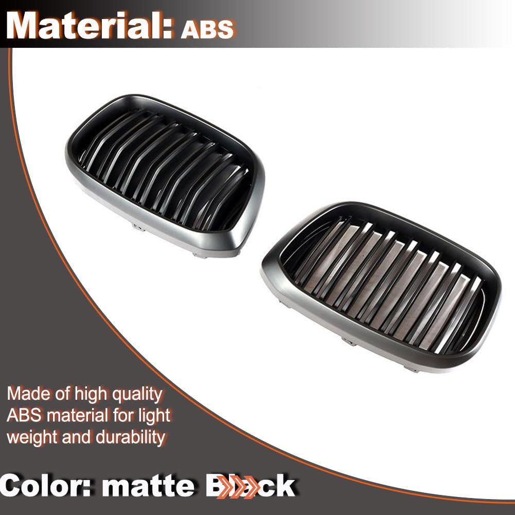 Front Grille Compatible with BMW X3 G01 X4 G02 2018-2021 ABS Replacement Bumper Kidney Grill Cover Trim Matte Black Body Kit Double Slats X3 Grill X4 Grill