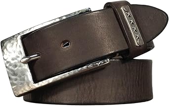 Mens Belts, Cowboy Western Adjustable Leather Belt with Stainless Steel Metal Pin Buckle