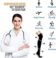 Vista 5 de CHARMKING Calcetines de compresión (3 pares) calcetines de compresión hasta la rodilla para mujeres y hombres, medias para correr, ciclismo