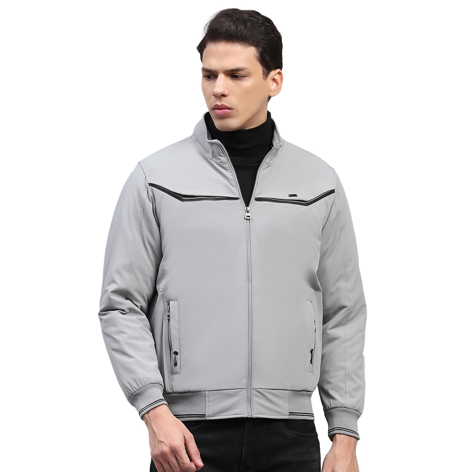 monte carlo Mens Solid Mock Neck Full Sleeve Jacket (224066776)-picture-51