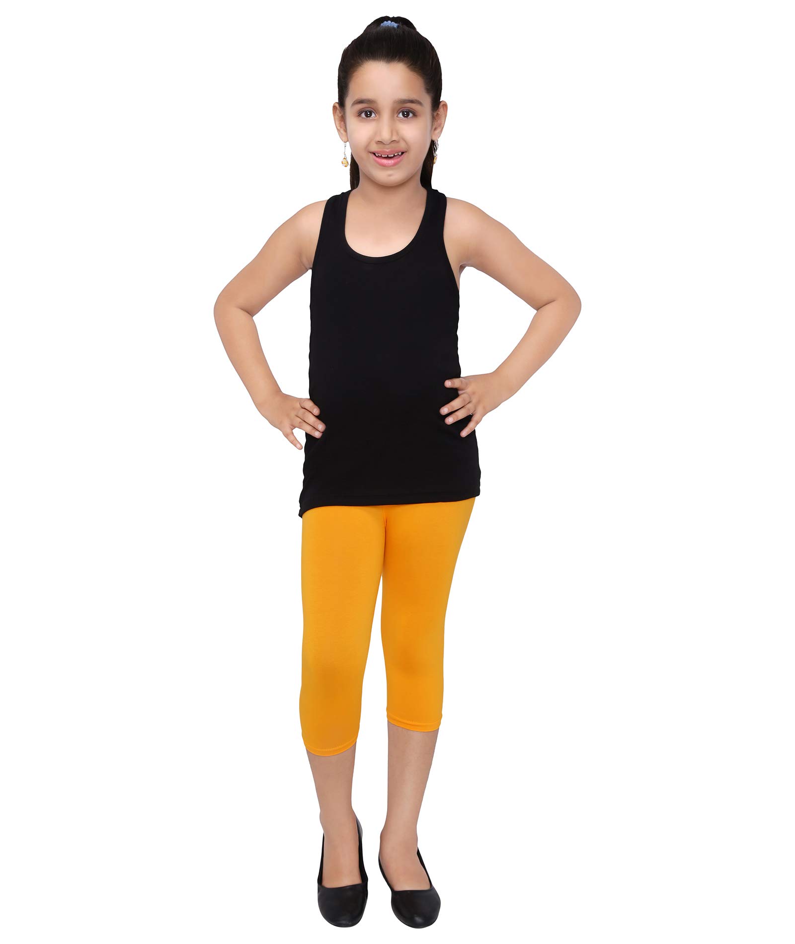 Robinbosky Premium Girls Capri Leggings Red, Yellow and Green Value Combo Pack of 3 (6-12 Months, Red, Golden Yellow and Leaf Green) - Image 2 thumbnail