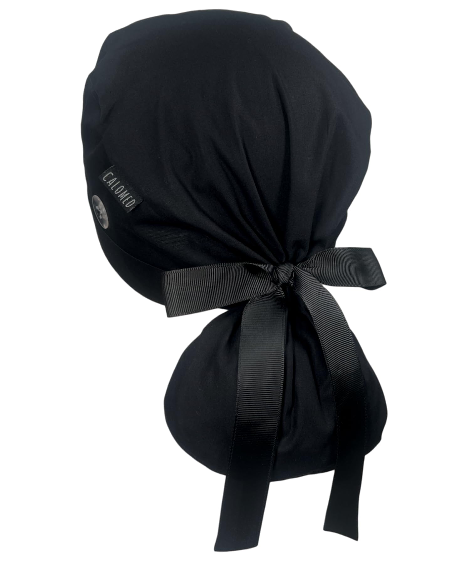 CALOMEDScrub Cap for Women and Men, Ponytail Scrub Caps, Working Hat, Head Cover with Ribbon Ties and Buttons, Long Hair
