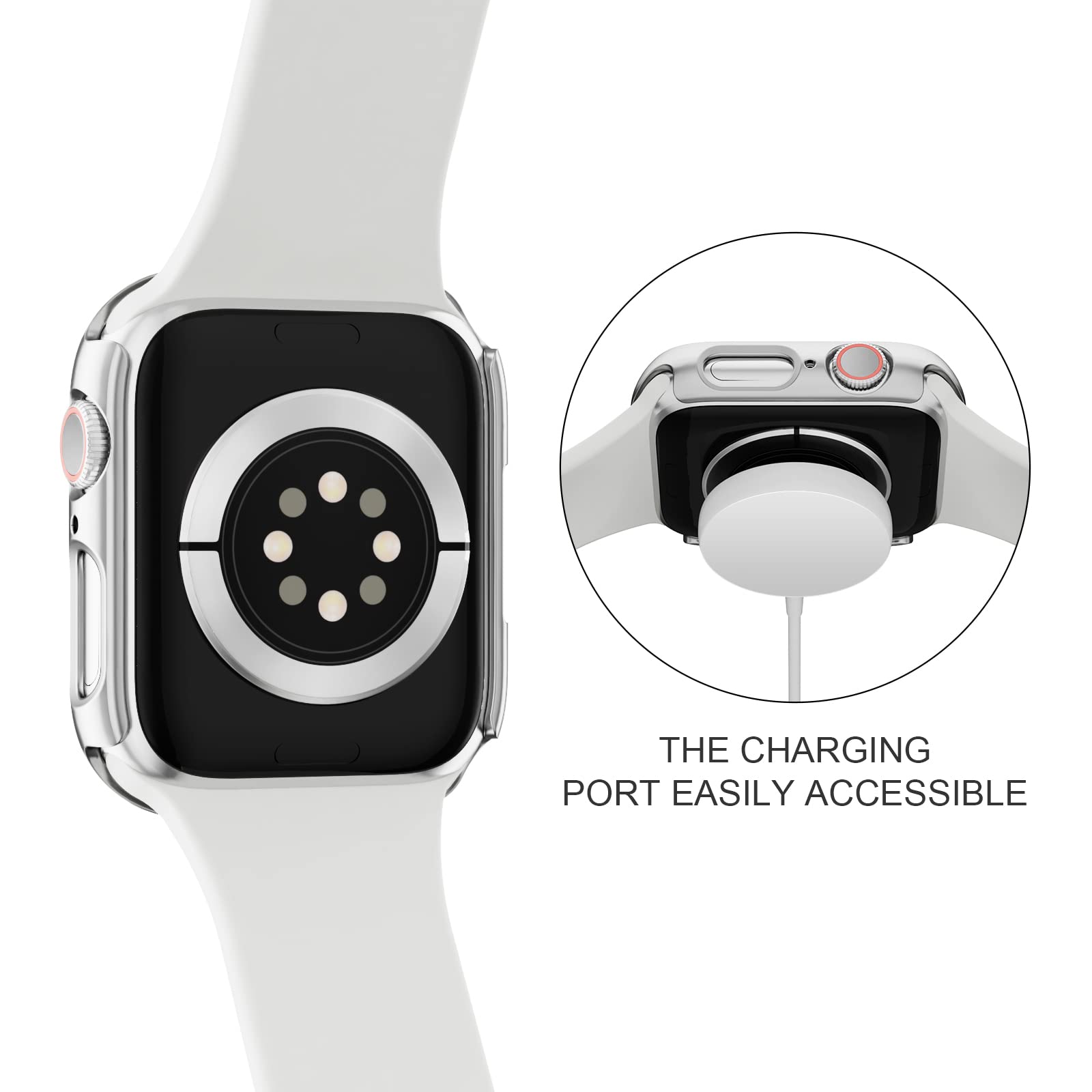 WISKII Paquete de 6 fundas compatibles con Apple Watch Series 10 de 46 mm con protector de pantalla de vidrio templado, policarbonato duro ultrafino, funda completa a prueba de golpes para iWatch