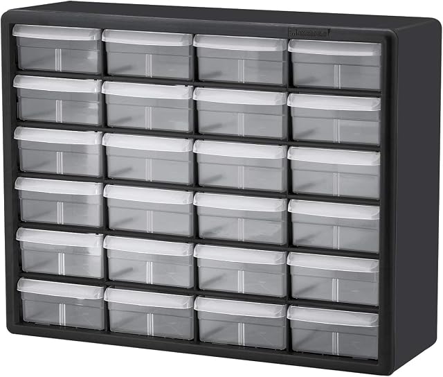 Akro-Mils 10124 Plastic Parts Storage Hardware and Craft Cabinet, Black (1-Pack), (20 W x 6 D x 16-Inch H)