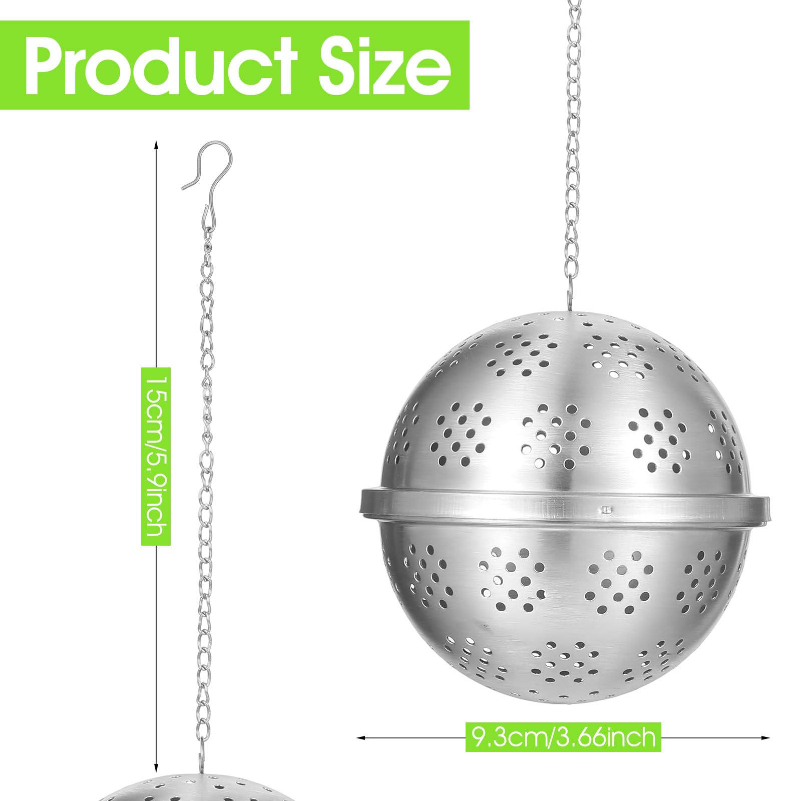 Spice Ball for Cooking, Stainless Steel spices filter Tea Ball Strainer Mesh Balls Cooking Tools Spice Infuser Kitchen Soup Spices Stew Filter with Extended Chain Hook for Brewing Tea Seasoning