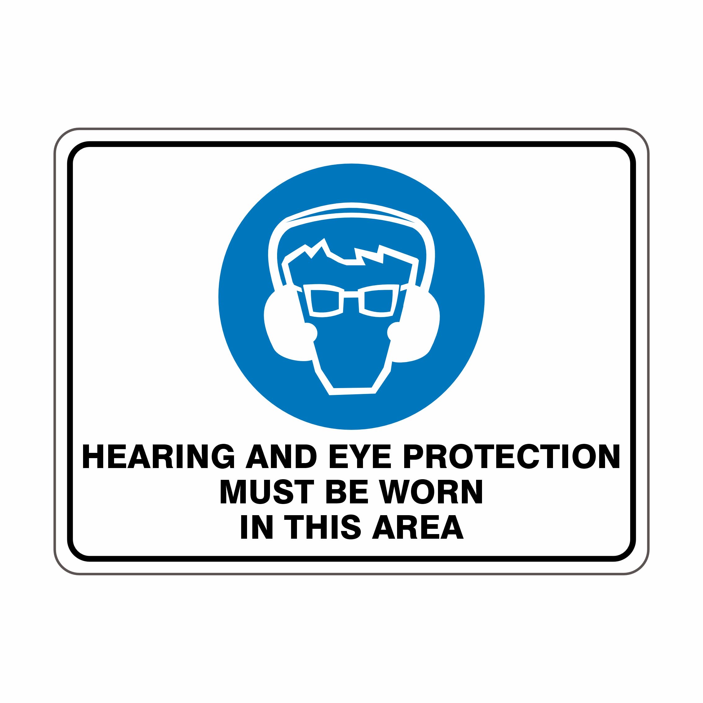 Hearing And Eye Protection Must Be Worn In This Area - Horizontal Mandatory Signs Metal Tin Sign 8 x 12 inch for Industrial & Commercial