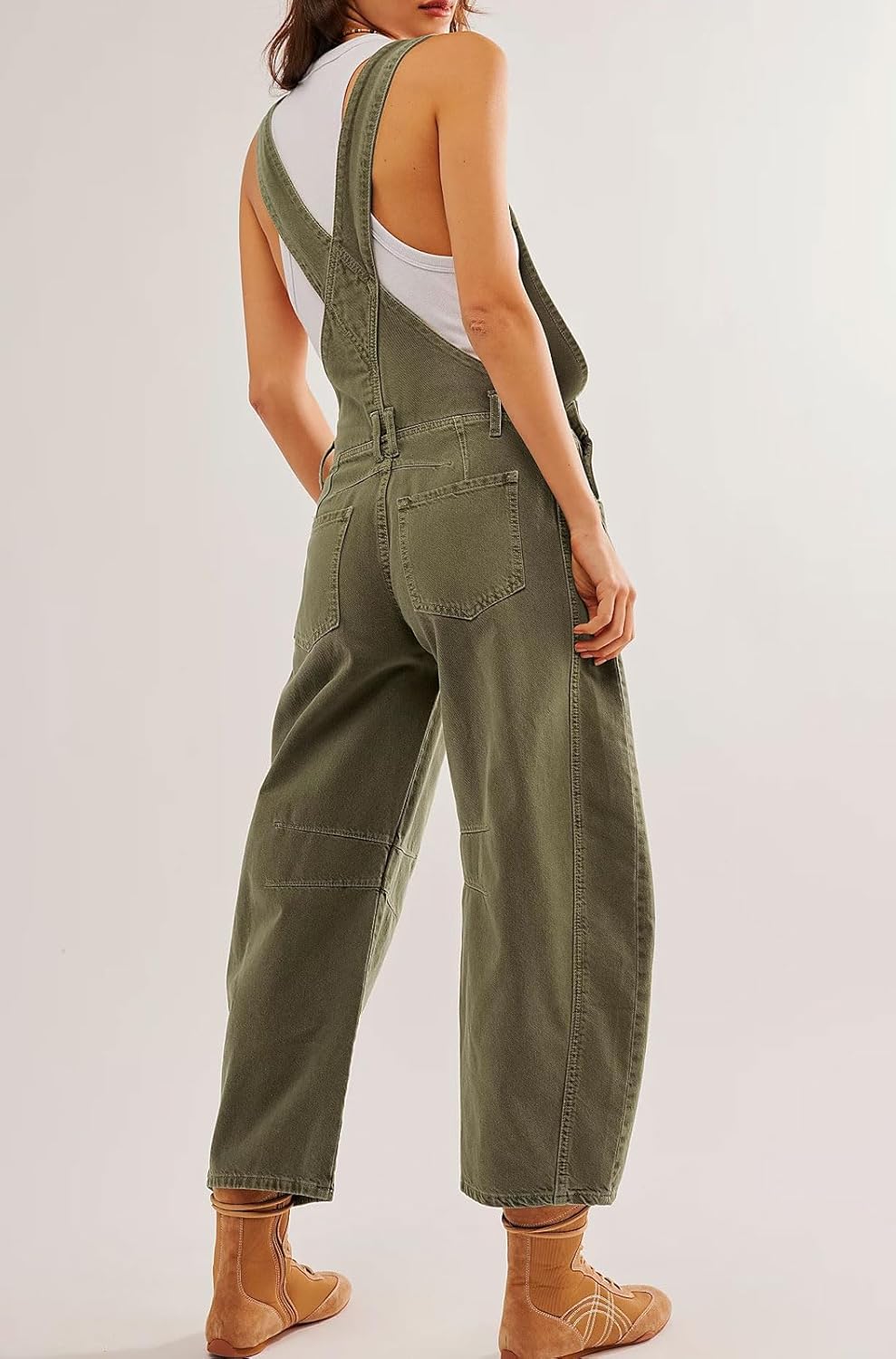 utcoco Womens Denim Overalls Loose Fit Barrel Leg Adjustable Strap Hip Hop Jean Jumpsuits - Image 4