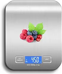 Balança de Cozinha Digital para Alimentos em Inox Resistente a Água Com Base Antiderrapante e Visor de Alta Definição Pesagem de 1g até 10kg