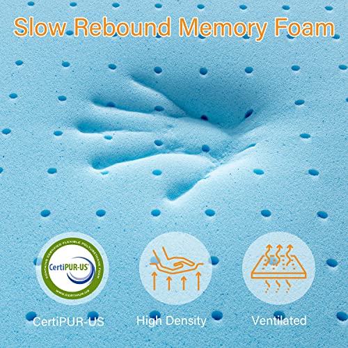 Maxzzz 4-Inch Queen Mattress Topper - Ventilated Memory Foam with Cooling Gel for Pressure Relief, CertiPUR-US Certified