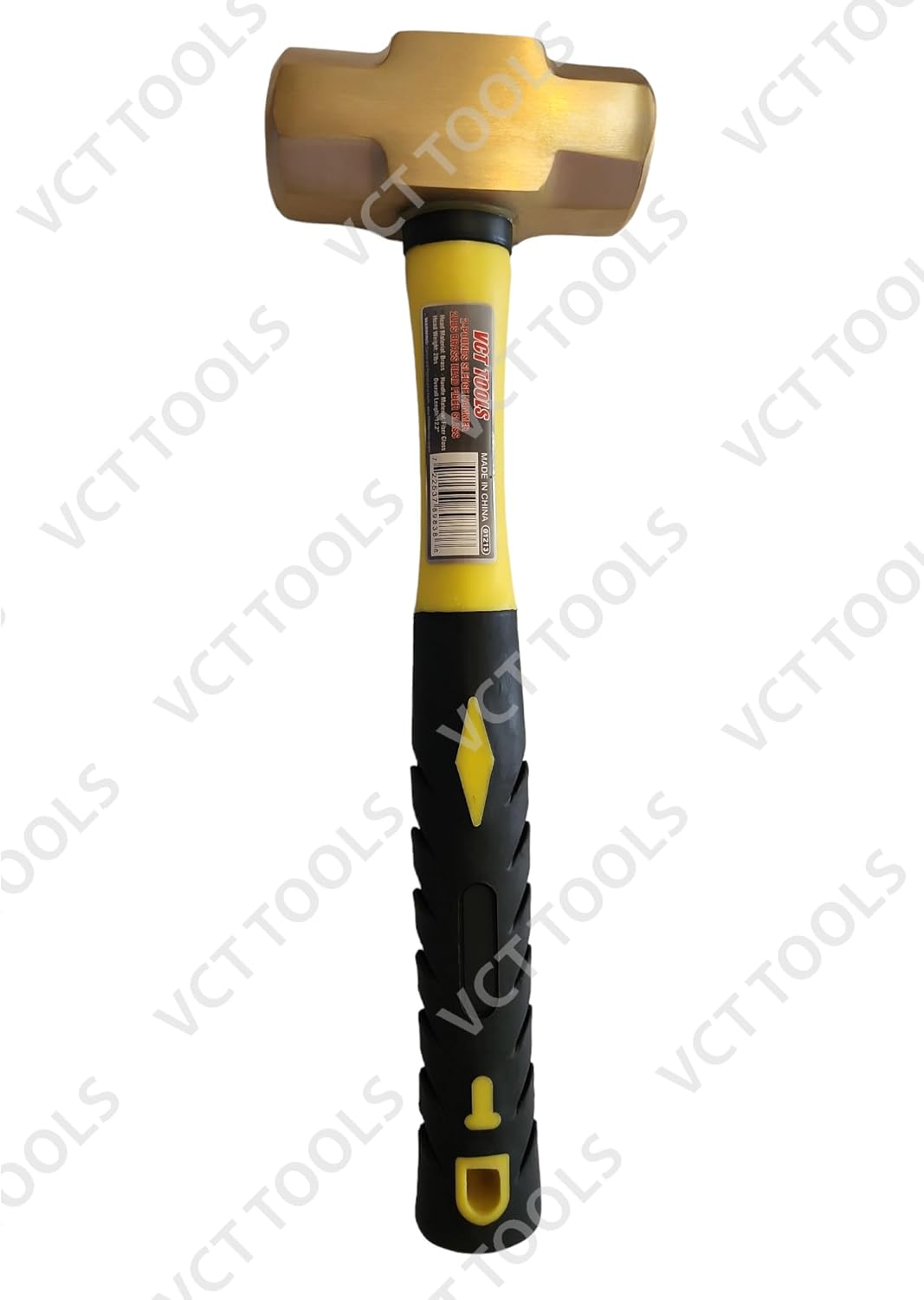 VCT Solid Brass Non-Sparking Hammer with Fiberglass Non-slip Handle - 2lb, 01213