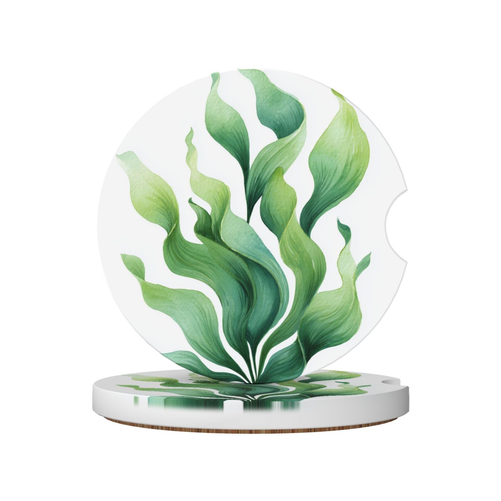 Watercolor Seaweed Ceramic Coasters,2pcs