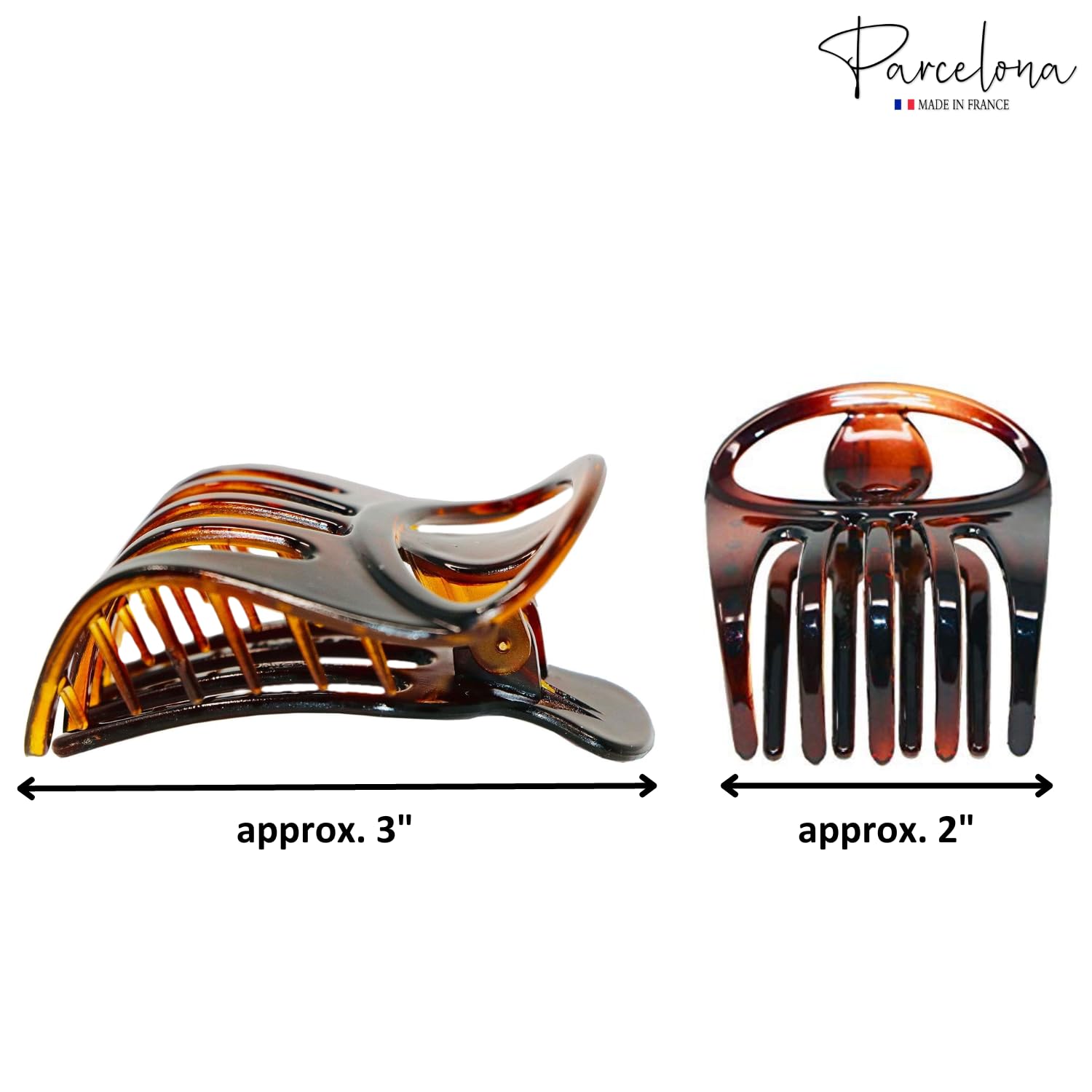 Parcelona French Curvy Oval Paw Medium 3” Cellulose Acetate Side Slide In Jaw Hair Claw Clip Clutcher for Women and Girls (Tortoise Shell) - Image 6