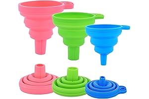 Kitchen Collapsible Silicone Funnels Set of 3 | Reusable & Multipurpose Rubber Funnels