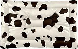 Cama para animais de estimação ultramacia, almofada ortopédica de 3 cm de espessura, suporte de borracha antiderrapante para segurança lavável e de secagem rápida, vaca marrom tamanho pequeno para